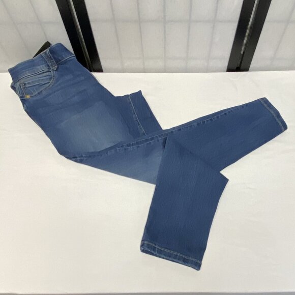 Democracy Mid Rise Ab-solution Ankle Skimmer Denim Blue Jeans Gold Buttons 10 - Picture 8 of 16